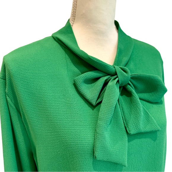 NWOT Boohoo Green Long Sleeve Blouse with Neck Ties - Bow! | Size US 10 - Picture 4 of 12